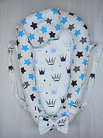 Позиціонер для новонародженого кокон, babynest з ручками, зі знімним дном + подушка BST Блакитний