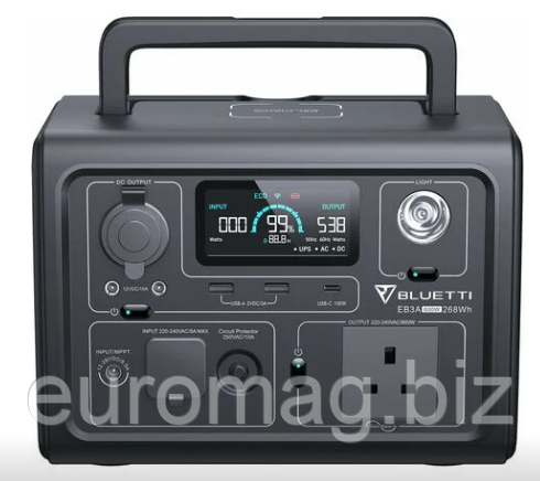 Мобільна батарея BLUETTI EB3A Portable Power Station | 600W 268Wh. Зарядна електростанция