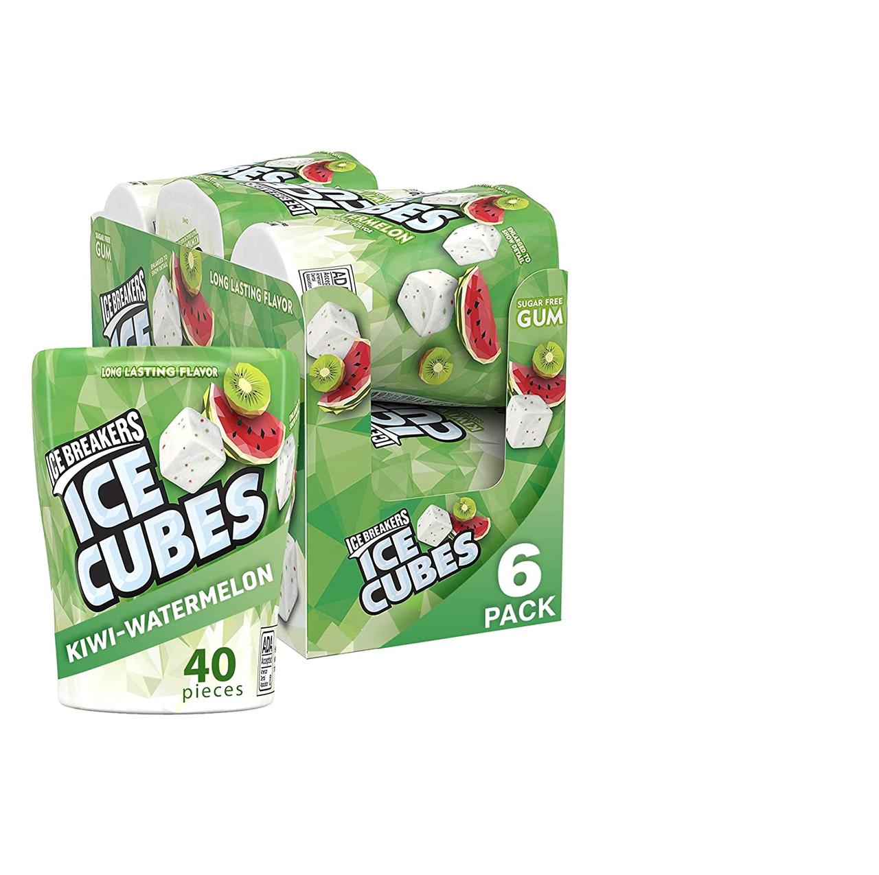 Блок жуйок ICE BREAKERS ICE CUBES Кавун та ківі (6 банок по 40 кубиків)