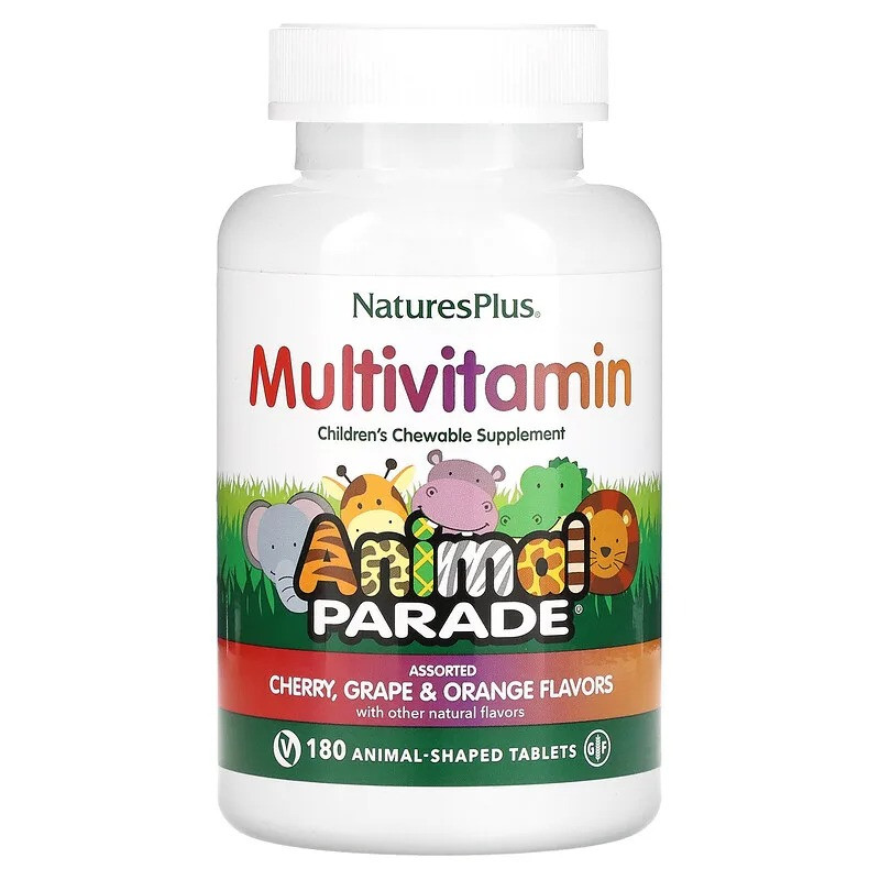 Nature's Plus, Source of Life, Animal Parade Gold, жувальна добавка для дітей з мультивітамі.., 180 таблеток у формі тварин