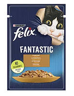 Влажный корм для кошек с индейкой в желе Felix Fantastic, 85 грамм