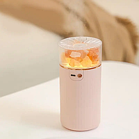 Соляная лампа, солевой светильник, увлажнитель воздуха 3-в-1 "Mono-101" с ночником и USB зарядкой, розовая