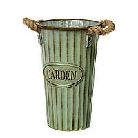 Металеве кашпо, ваза "Garden" у формі відерця, світло-зелене (мале) 30 см.