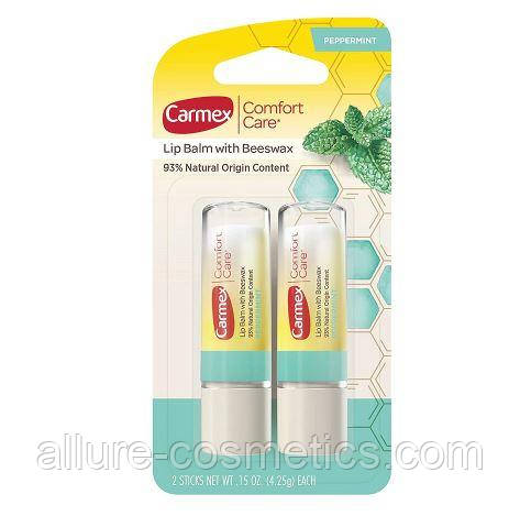 Набір бальзамів для губ із бджолиним воском Carmex Comfort Care Lip Balm Peppermint with BeesWax 2 шт.