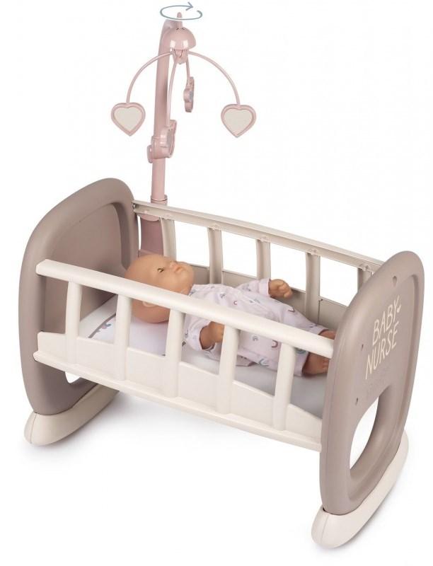 Колиска для ляльки Smoby Toys Baby Nurse з мобілем Рожева пудра (220372)
