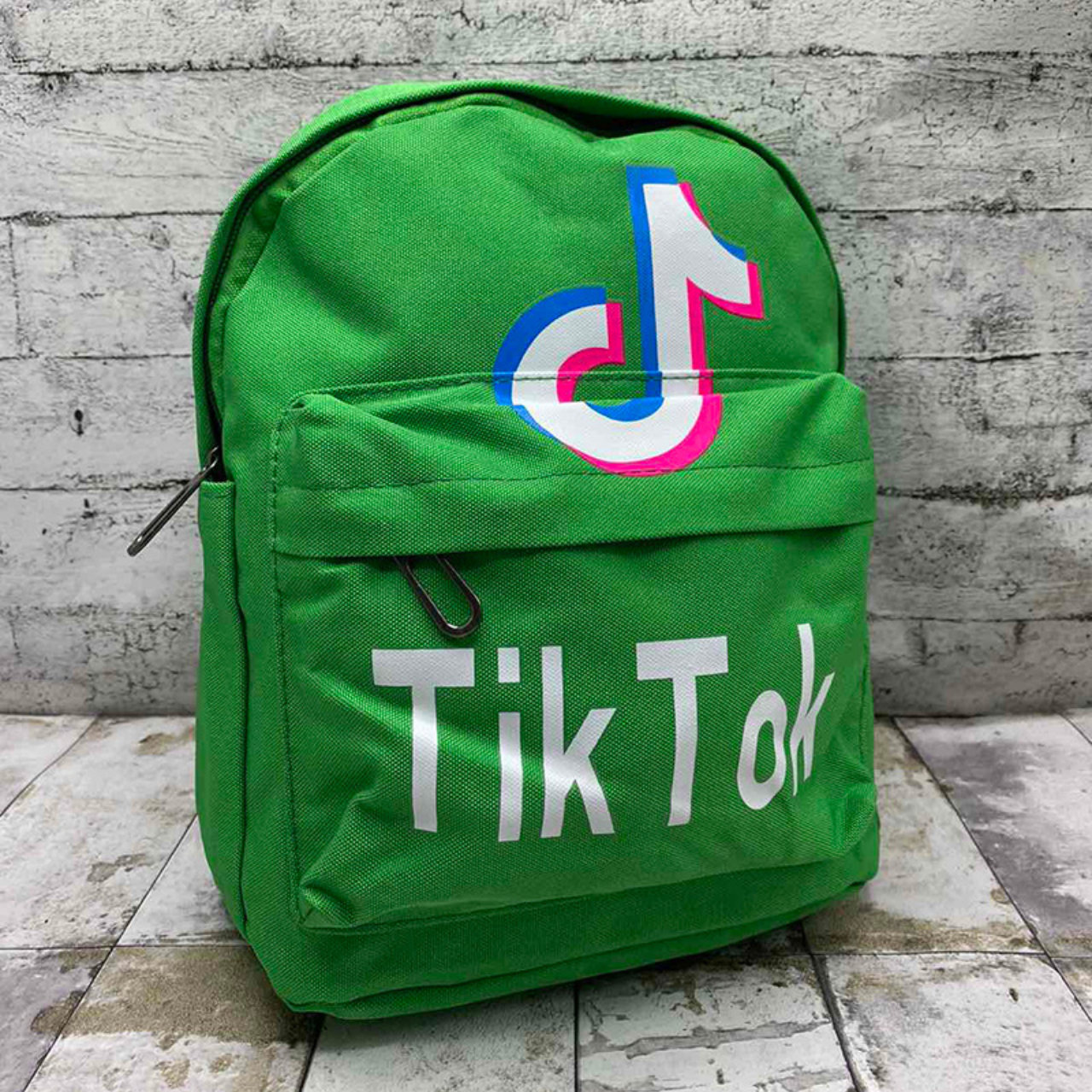 Рюкзачок дитячий для дівчинки модний міський зелений з принтом Tik Tok, фото 1