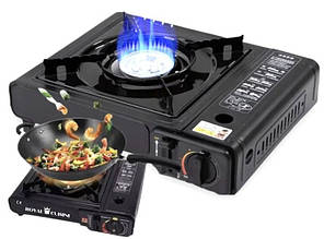 Портативна газова плита настільна Royal Cuisine з п'єзопідпалом + перехідник