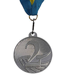 Спортивна нагорода медаль зі стрічкою d=50 мм (2 місце срібло) 5200-14