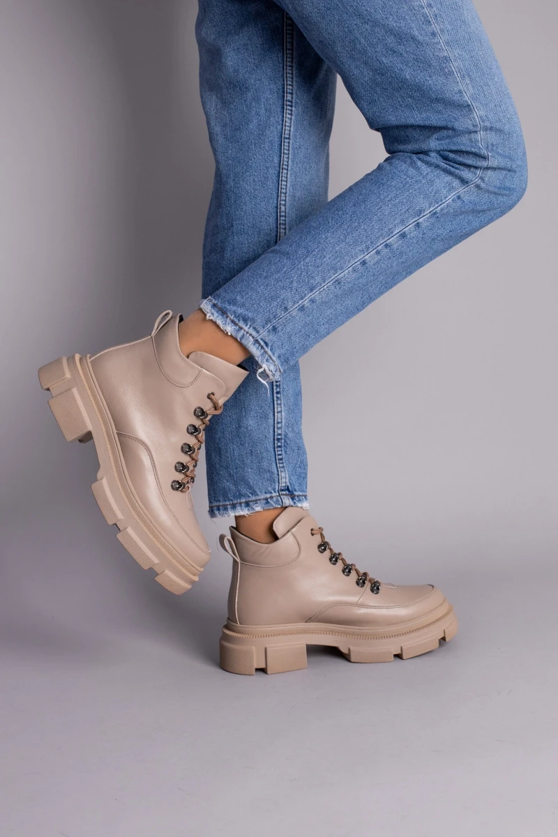 Жіночі зимові черевики ShoesBand Бежеві натуральні шкіряні всередині напіввовна 37 (23,5-24 см) (S66471-1з), фото 1