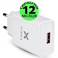 Зарядное устройство Vinga QC3.0 Quick Wall Charger 1xUSB 18W Max, зарядка блок питания юсб