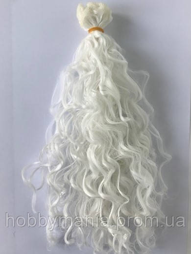 Волосся для ляльок "Хвиля", 25 см/1м, біле, No1001