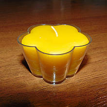 Воскова чайна свічка Квіточка 40г в пластиковому прозорому контейнері; натуральний бджолиний віск