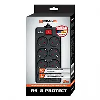 Сетевой фильтр REAL-EL RS-8 PROTECT EL122300021 Black 1,8 м