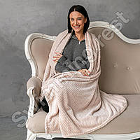 Плед Покривало мікрофібра "Бамбук" двоспальний євро 180х200 см Кремовий