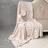 Плед Покривало мікрофібра "Бамбук" 150х200 см Кремовий, фото 3