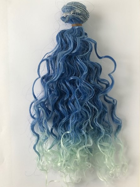 Волосся для ляльок "Волена", 25 см/1м, Омбре Синій-Мінт, NoT2512TT5507