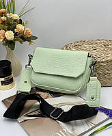 Сумка жіноча клатч Luck Sherrys стильна невелика сумочка через плече м'ятного кольору
