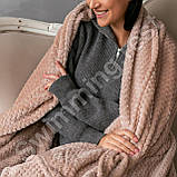 Плед Покривало мікрофібра "Бамбук" двоспальний євро 200х220 см Світлий Капучіно, фото 4