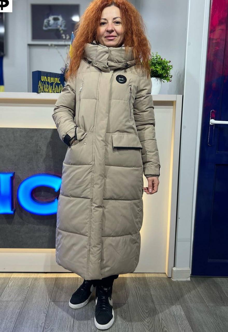 Жіноче зимове пальто хакі капюшон