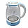 Скляний електрочайник Domotec MS-8111 Blue ударостійкий, фото 4