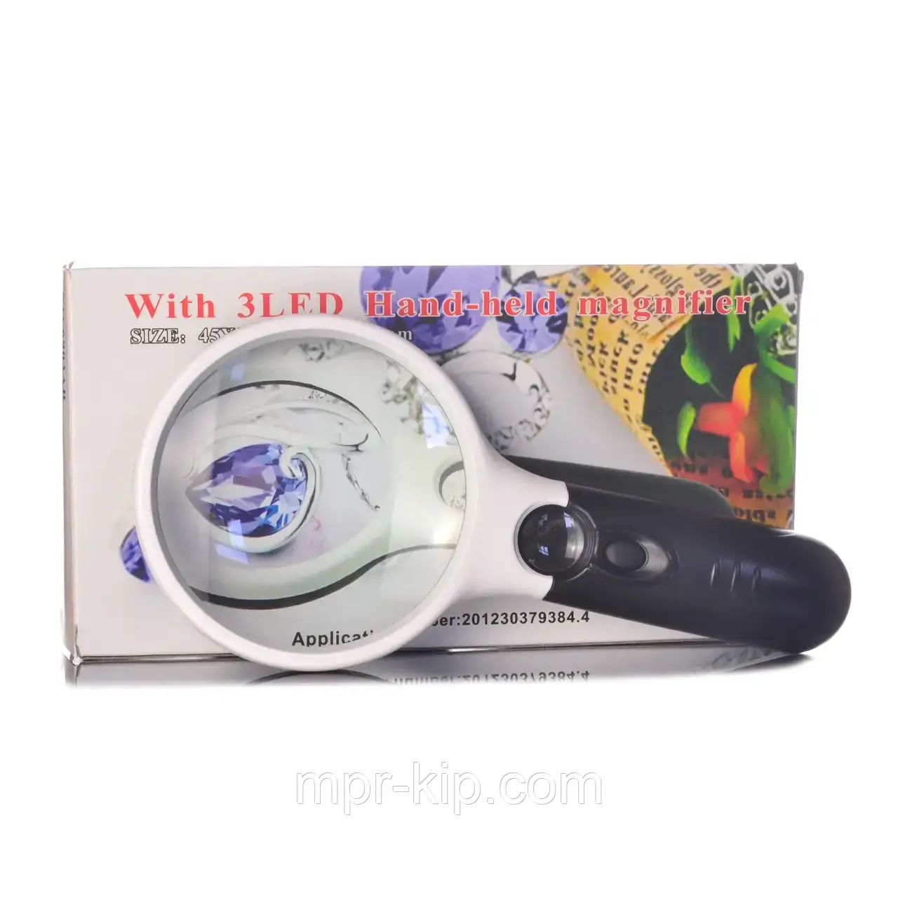 Лупа ручна 6903AB з LED підсвічуванням, діаметр першої лінзи 90мм 2.5X, діаметр другої лінзи 22мм 45X, фото 1