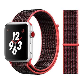 Нейлоновий ремінець для Apple Watch 42/44/45/49 mm Red Black