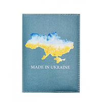 Обложка на ID паспорт Made in Ukraine. Серо-голубая (ZVR)