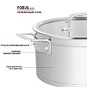 Каструля "Fobus" 24х12см/5.4 л із неіржавкої сталі з індукційним дном зі скляною кришкою Fissman, фото 2