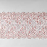 Ажурне французьке мереживо шантильї (з війками) блідо-рожевого кольору, шир.23 см, довжина купона 2,9 м., фото 5