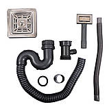 Кухонна мийка Platinum Handmade 6050 PVD HSB чорна квадратний сифон 3,0/1,0, фото 7