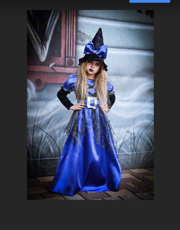 Карнавальний костюм Відьмочка дитячий для дівчинки синього кольору р. 128-152