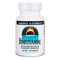 Бенфотиамин, 150 мг, Benfotiamine, Source Naturals, 30 таблеток