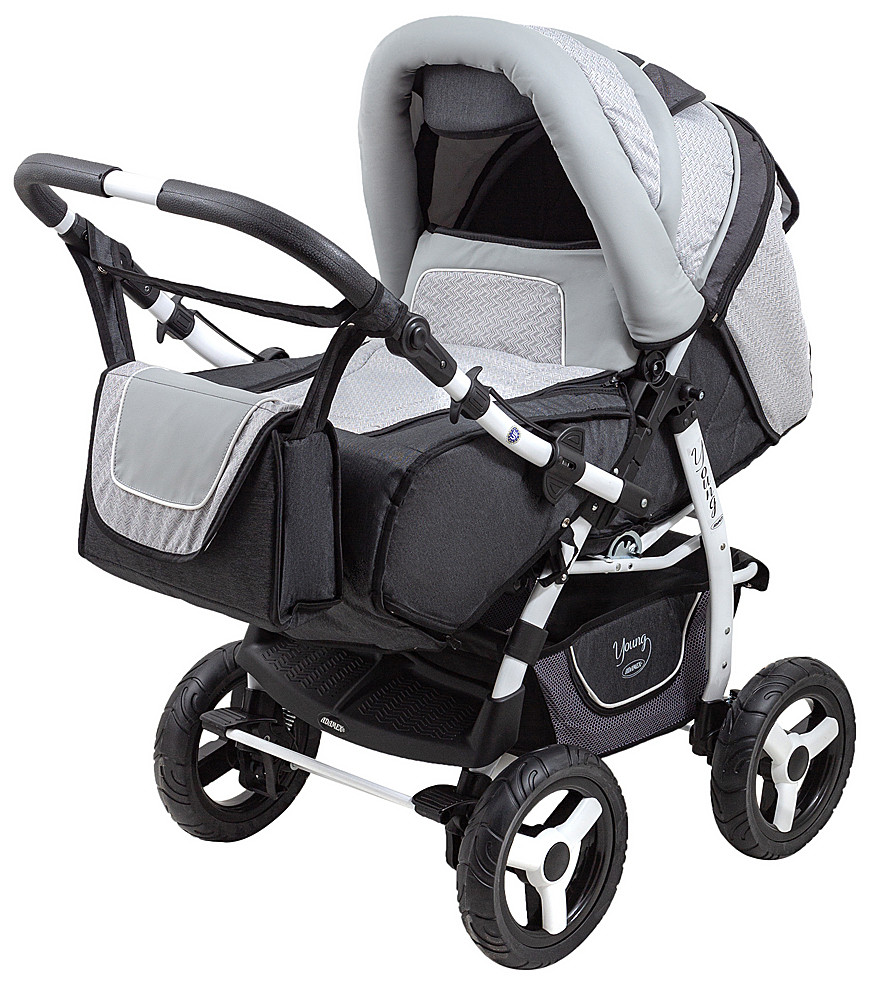 Коляска-трансформер Adamex Young сірий / графіт (зигзаг), фото 1