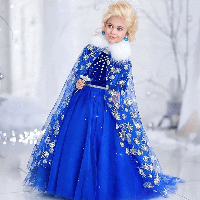 Платье принцессы Эльзы синее бархатное