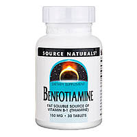 Бенфотіамін, 150 мг, Benfotiamine, Source Naturals, 30 таблеток