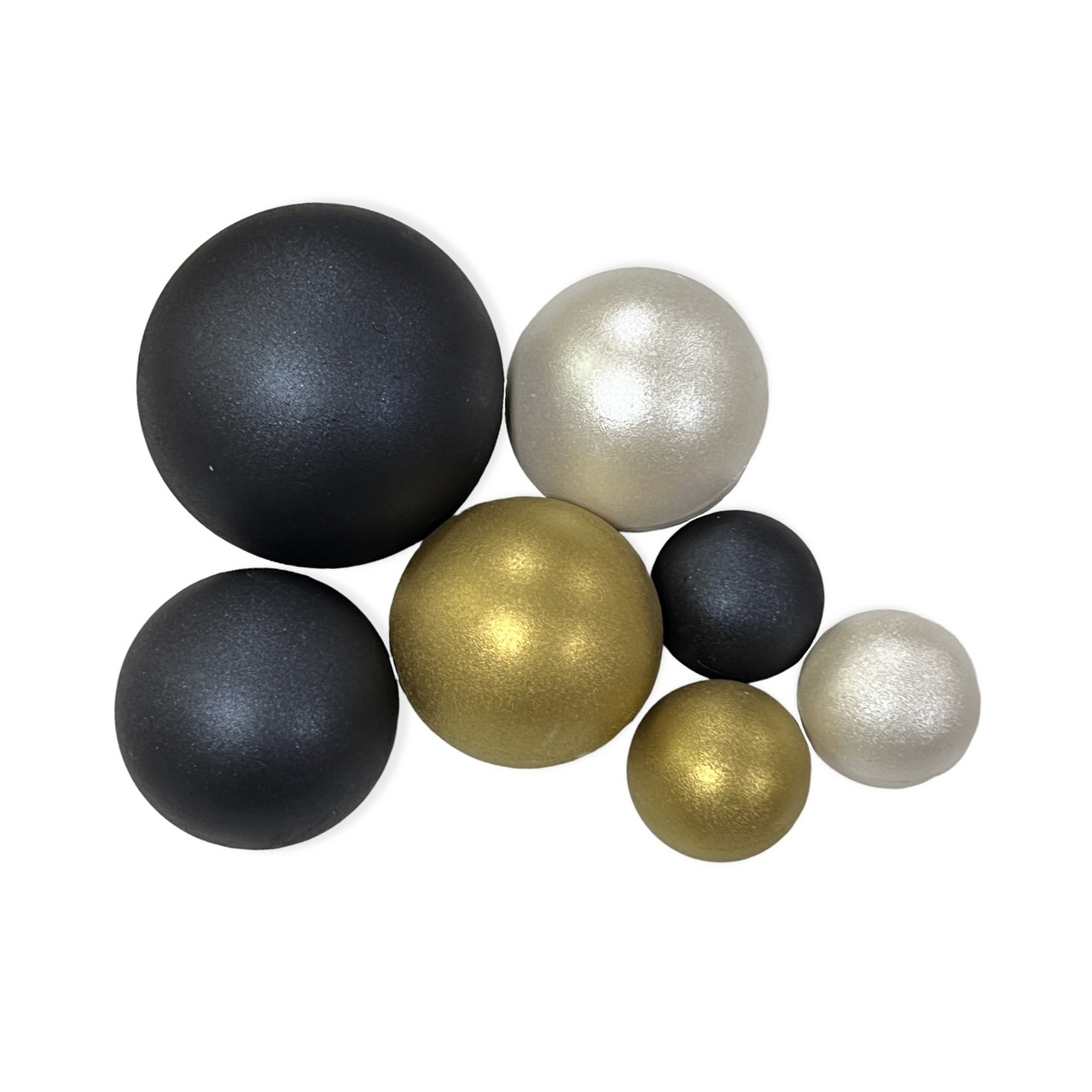 Шоколадні сфери перламутрові (7 шт), чорно-біло-золоті, фото 1