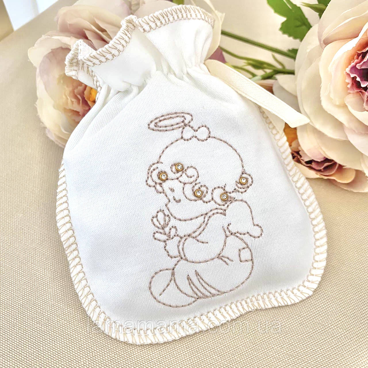 Хрестильний мішечок "Хрестильна скарбничка" Молочний/кава Betis, фото 1