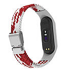 Ремінець Braided Nylon Strap для Xiaomi Mi Band 3 / 4 / 5 / 6 / 7 Red White, фото 4