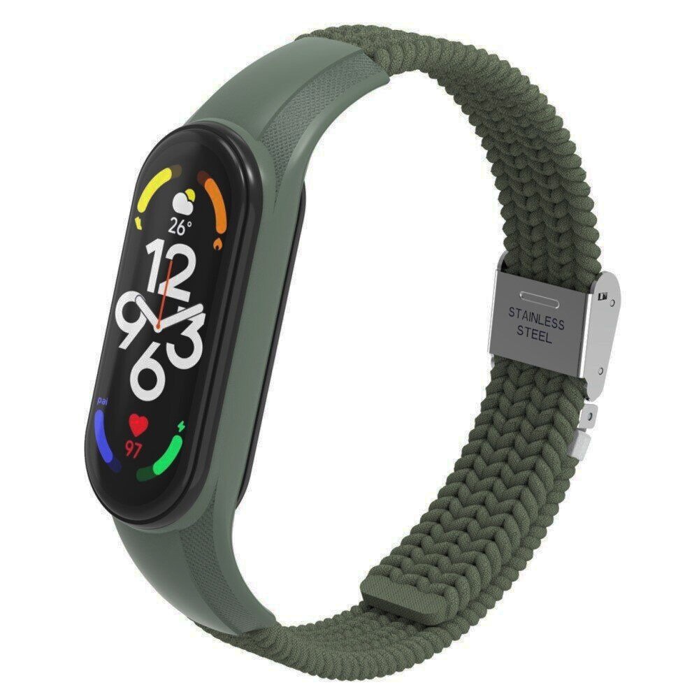 Ремінець Braided Nylon Strap для Xiaomi Mi Band 3 / 4 / 5 / 6 / 7 Dark Green