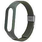 Ремінець Braided Nylon Strap для Xiaomi Mi Band 3 / 4 / 5 / 6 / 7 Dark Green, фото 3