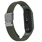 Ремінець Braided Nylon Strap для Xiaomi Mi Band 3 / 4 / 5 / 6 / 7 Dark Green, фото 4