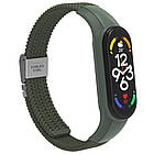 Ремінець Braided Nylon Strap для Xiaomi Mi Band 3 / 4 / 5 / 6 / 7 Dark Green, фото 5