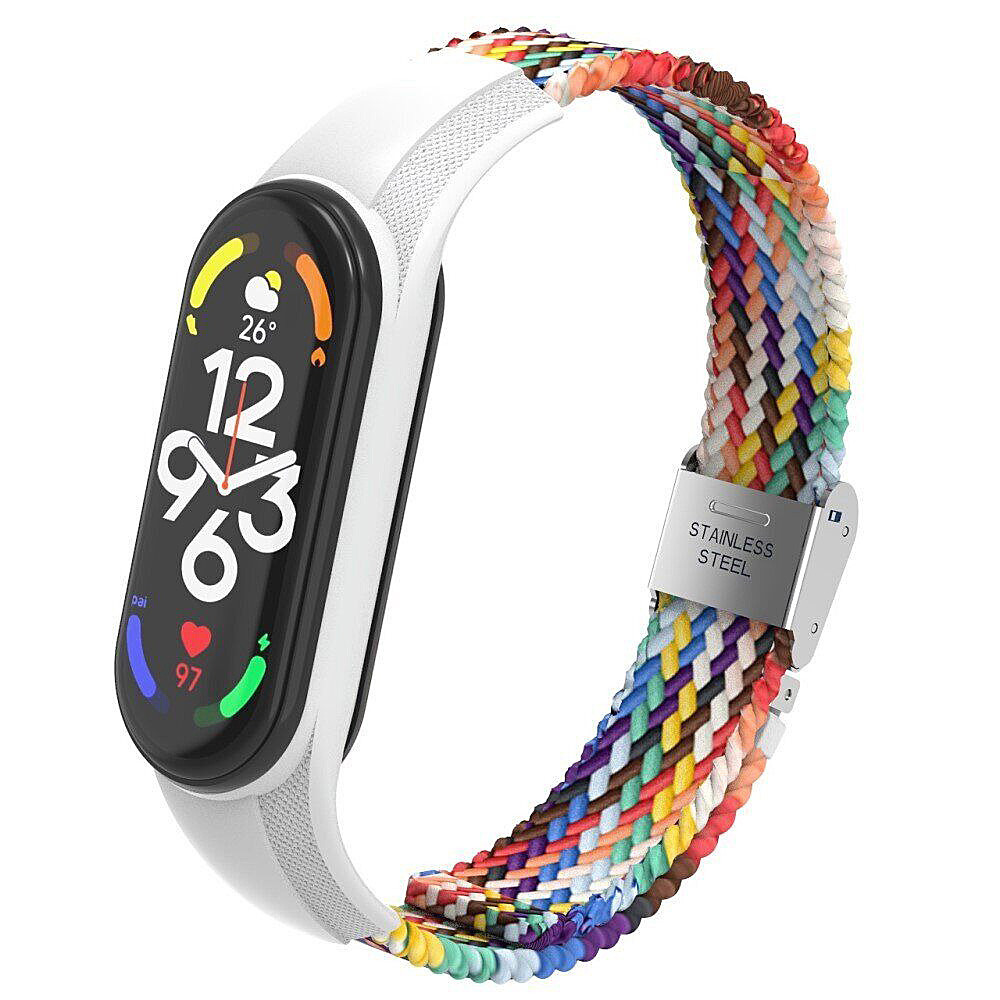 Ремінець Braided Nylon Strap для Xiaomi Mi Band 3 / 4 / 5 / 6 / 7 Rainbow
