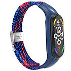 Ремінець Braided Nylon Strap для Xiaomi Mi Band 3 / 4 / 5 / 6 / 7 Blue Red, фото 5