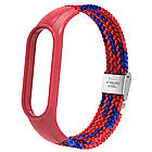 Ремінець Braided Nylon Strap для Xiaomi Mi Band 3 / 4 / 5 / 6 / 7 Red Blue, фото 3