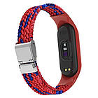 Ремінець Braided Nylon Strap для Xiaomi Mi Band 3 / 4 / 5 / 6 / 7 Red Blue, фото 4