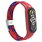 Ремінець Braided Nylon Strap для Xiaomi Mi Band 3 / 4 / 5 / 6 / 7 Red Blue, фото 5