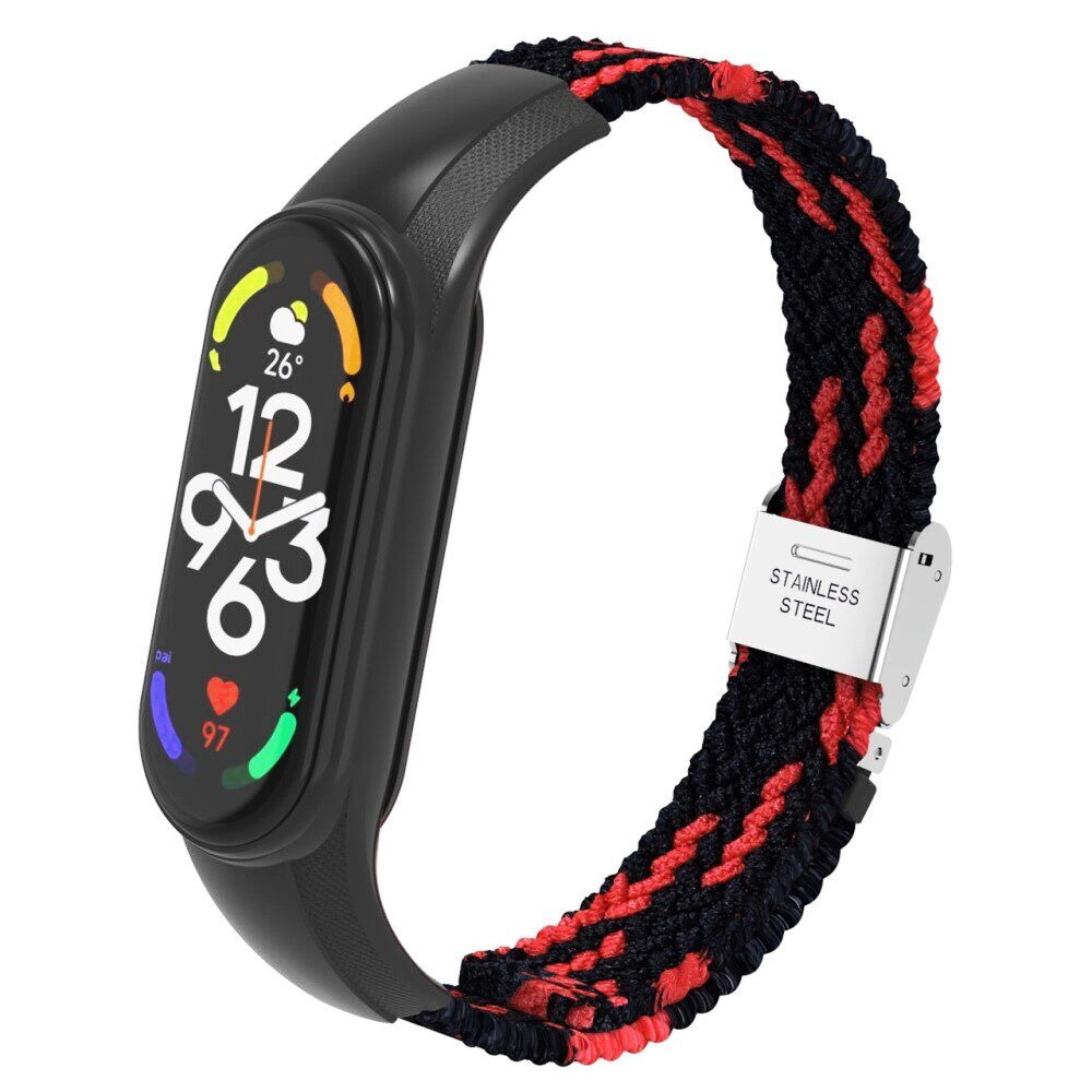 Ремінець Braided Nylon Strap для Xiaomi Mi Band 3 / 4 / 5 / 6 / 7 Black Red