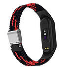 Ремінець Braided Nylon Strap для Xiaomi Mi Band 3 / 4 / 5 / 6 / 7 Black Red, фото 4