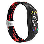 Ремінець Braided Nylon Strap для Xiaomi Mi Band 3 / 4 / 5 / 6 / 7 Black Red, фото 5